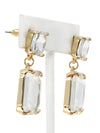 Neon Rectangle Glass Stone Drop Earrings