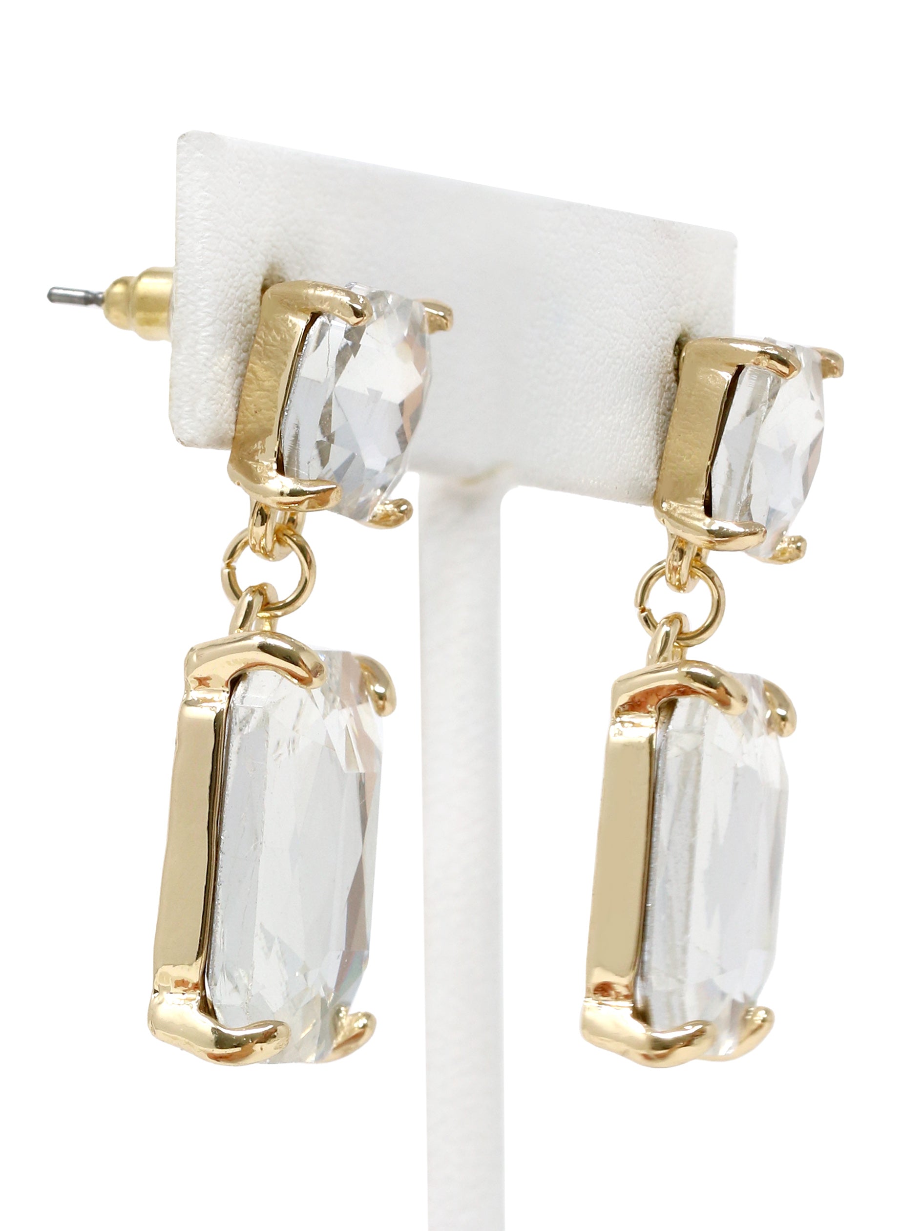 Neon Rectangle Glass Stone Drop Earrings