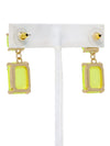 Neon Rectangle Glass Stone Drop Earrings