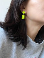 Neon Rectangle Glass Stone Drop Earrings