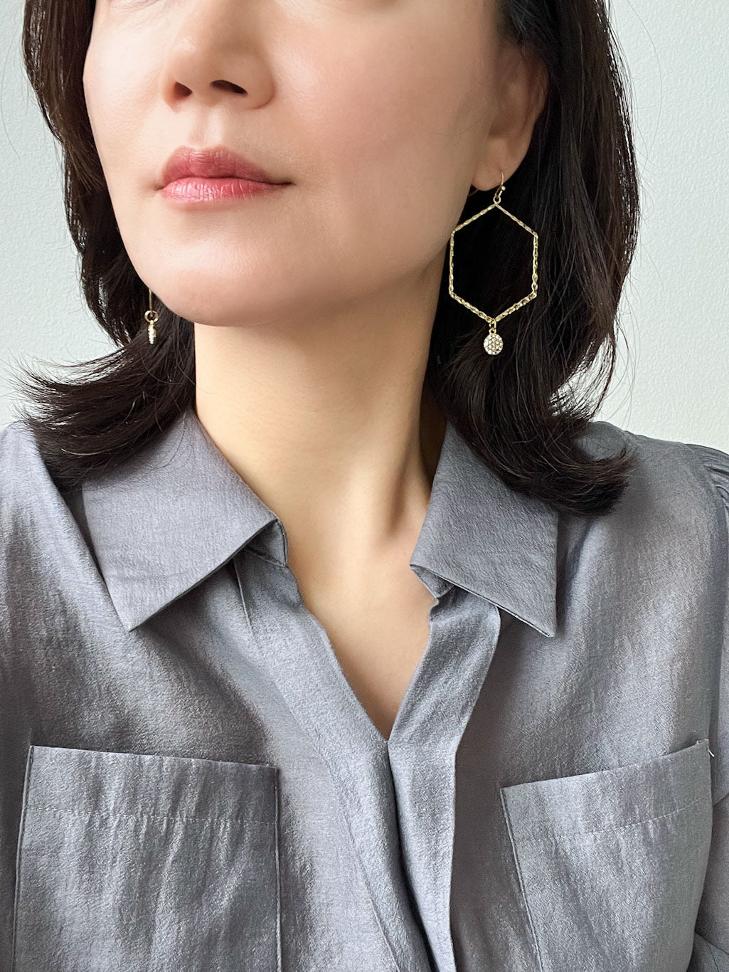 Hexagon Metal Earrings, Women's, Size: 1, Gold Hexagon Metal Earrings, Women's, Size: 1, Gold
