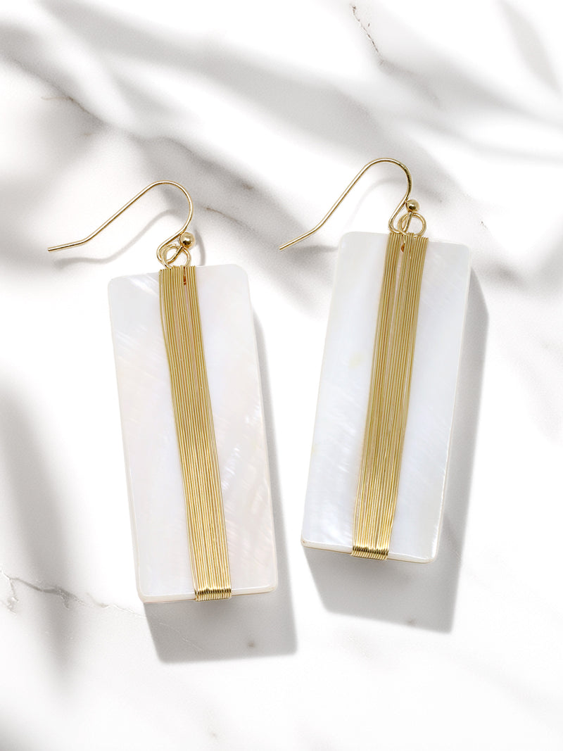 Modern Mother of Pearl Shell Statement Earrings