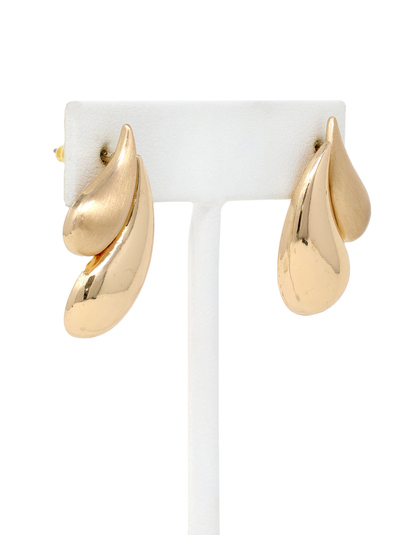 Sculpted Teardrop Dual-Finish Stud Earrings