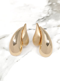Sculpted Teardrop Dual-Finish Stud Earrings