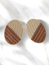 Modern Oval Two-Tone Wooden Earrings