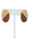 Modern Oval Two-Tone Wooden Earrings