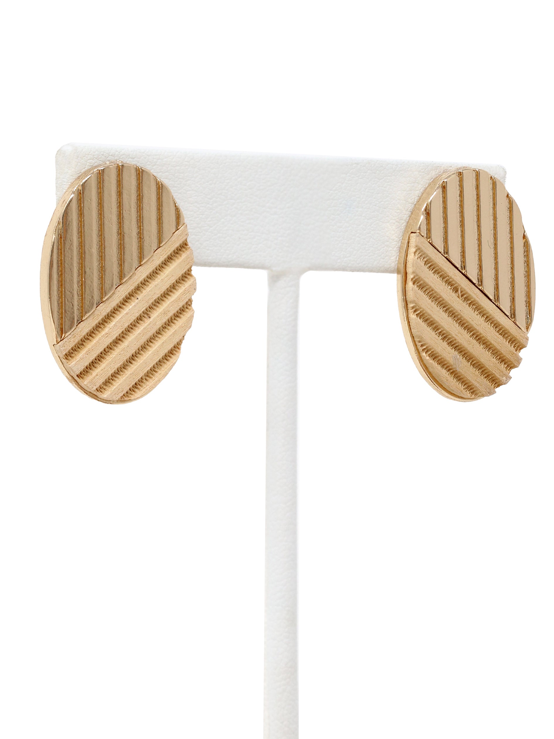 Modern Oval Two-Tone Wooden Earrings