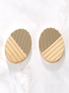 Modern Oval Two-Tone Wooden Earrings