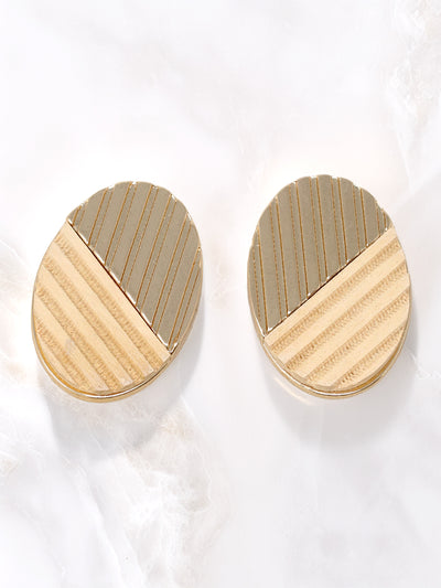 Modern Oval Two-Tone Wooden Earrings