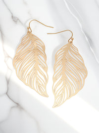 Leaf Lightweight Filigree Drop Earrings