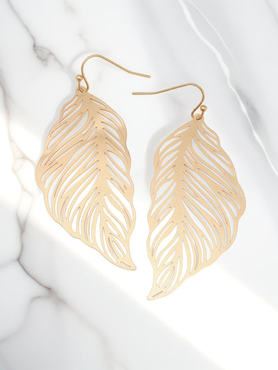 Leaf Lightweight Filigree Drop Earrings
