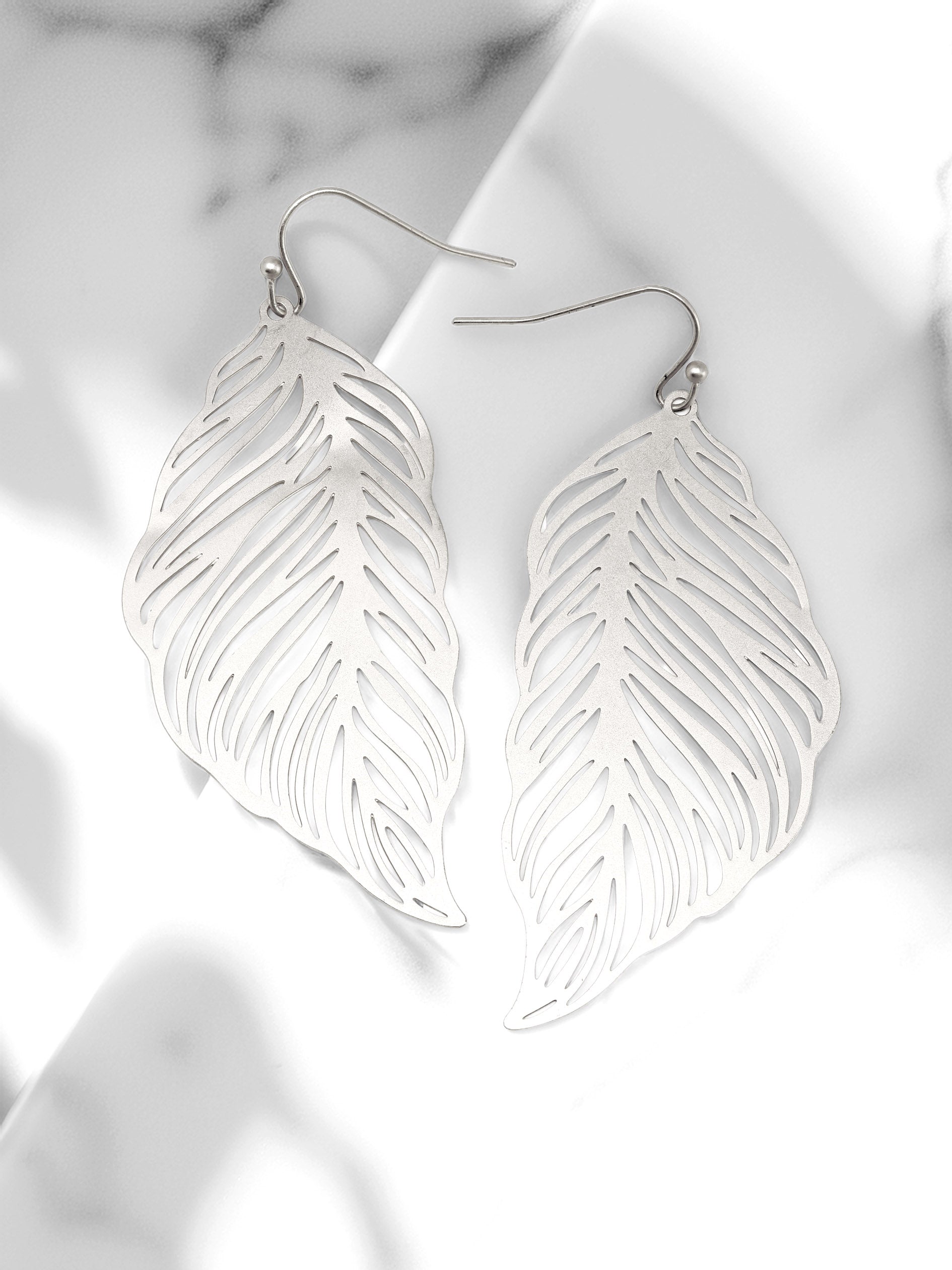 Leaf Lightweight Filigree Drop Earrings