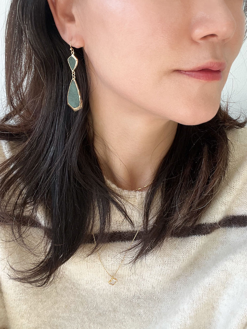 Textured Faux Leather Drop Earrings