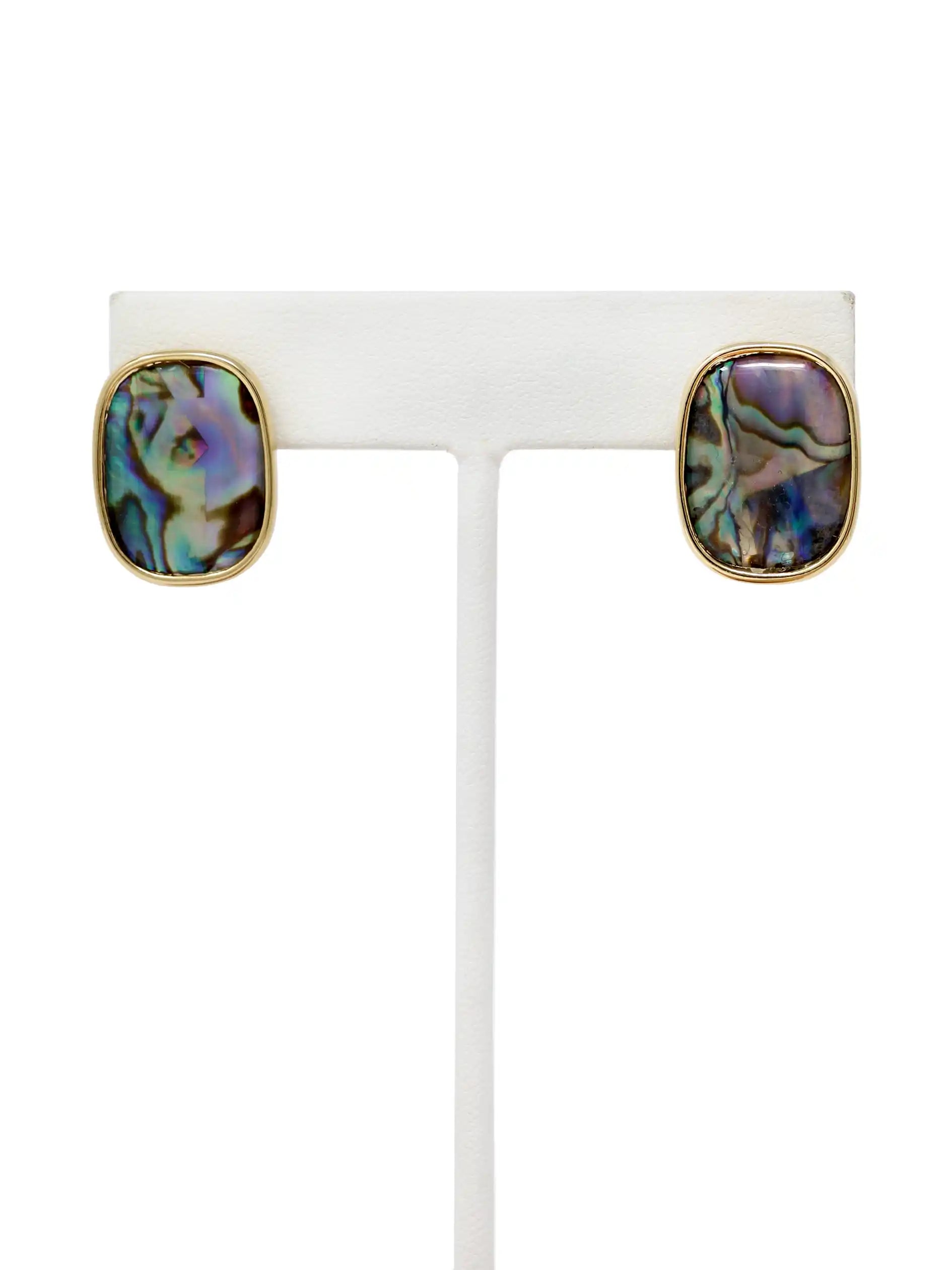 Natural Abalone Rectangular Stud Earrings