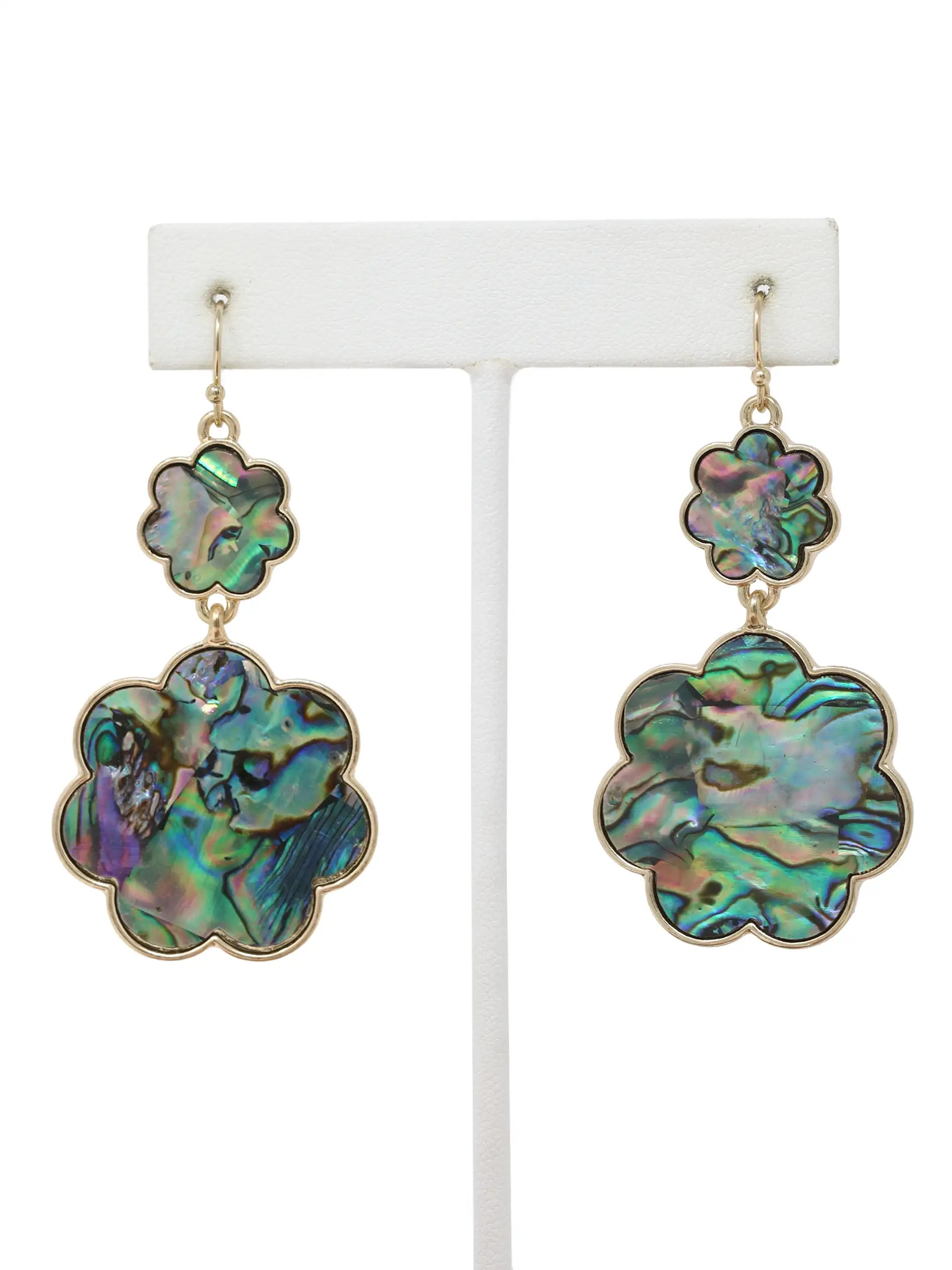 Abalone Shell Flower Inspired Drop Earrings
