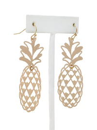 Tropical Gold Cut-Out Pineapple Dangle Earrings