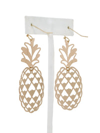Tropical Gold Cut-Out Pineapple Dangle Earrings