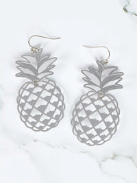 Tropical Gold Cut-Out Pineapple Dangle Earrings