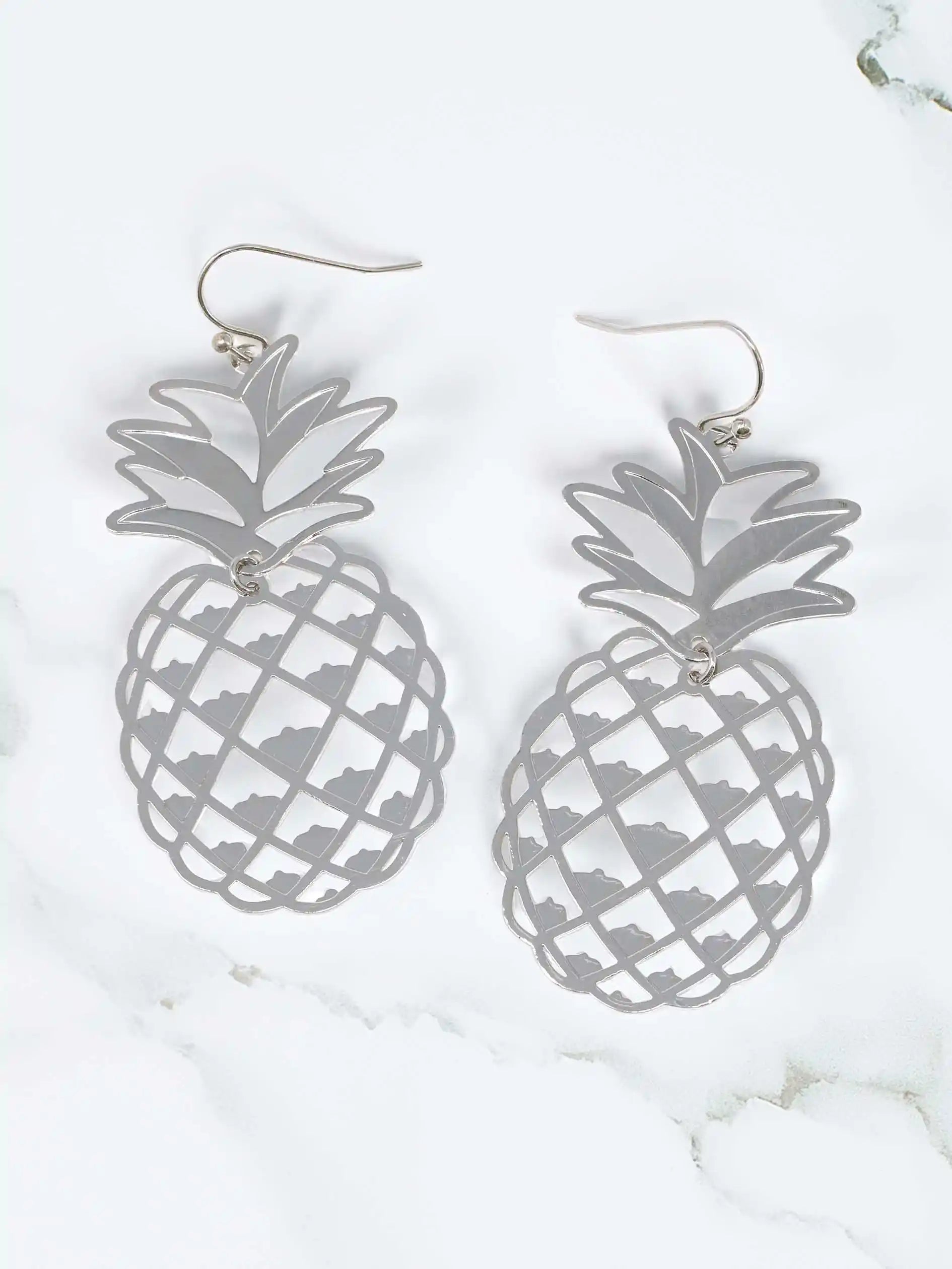 Tropical Gold Cut-Out Pineapple Dangle Earrings