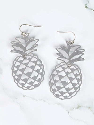 Tropical Gold Cut-Out Pineapple Dangle Earrings