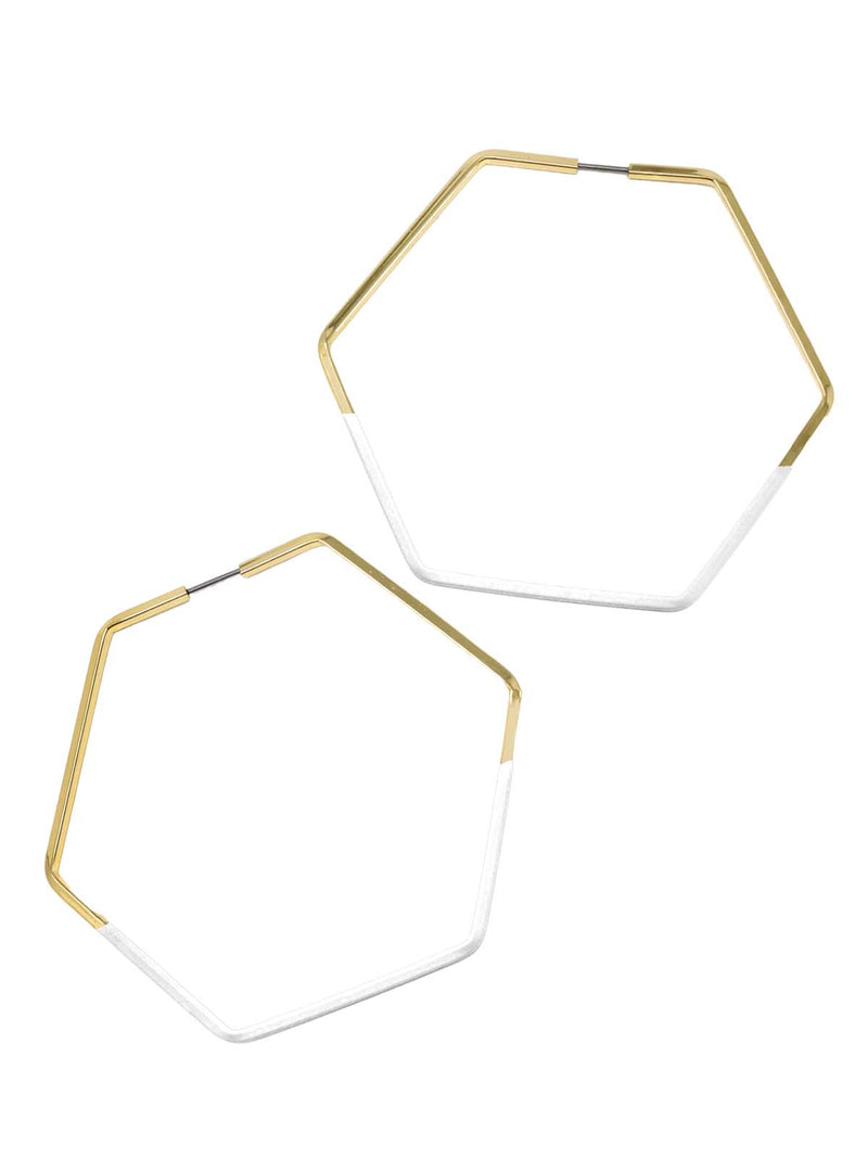 Colored Hexagon Hoop Earrings