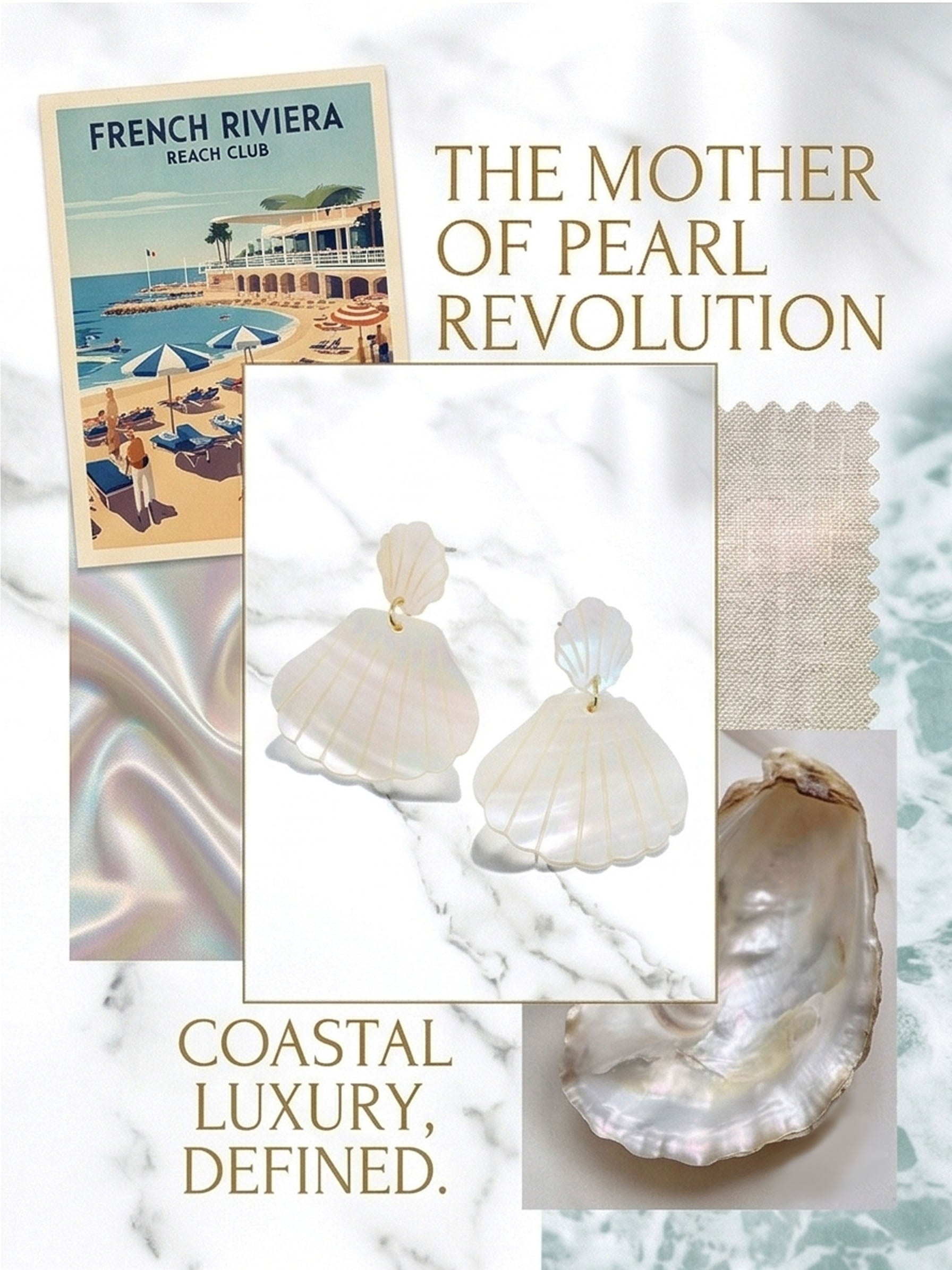 Natural Mother of Pearl Seashell Drop Earrings