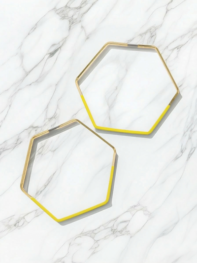 Colored Hexagon Hoop Earrings