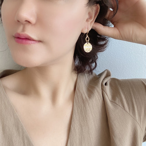 Hammered Circle Dangle Earrings