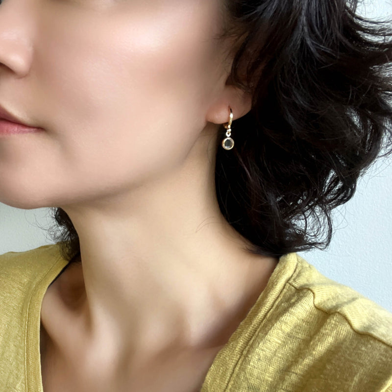 Gold Filled Crystal Drop Huggie Earrings