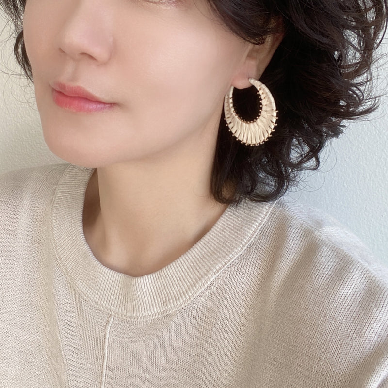 Raffia Crescent Hoop Earrings