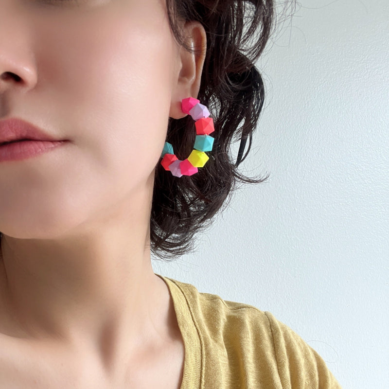 Neon Cube Hoop Earrings