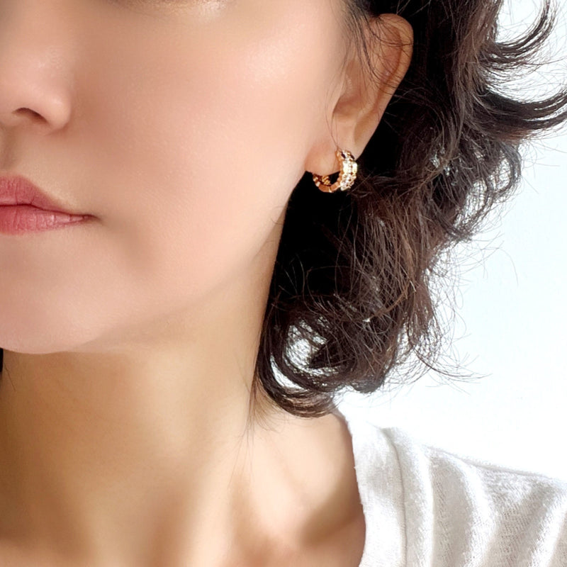 Gold Filled Crystal Huggie Earrings