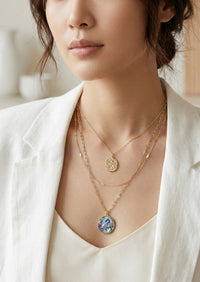 Abalone Charm Triple Layer Necklace