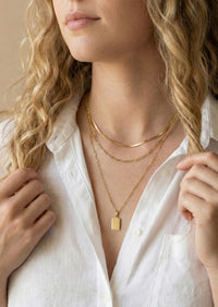 3 Layered Rectangle Charm Necklace