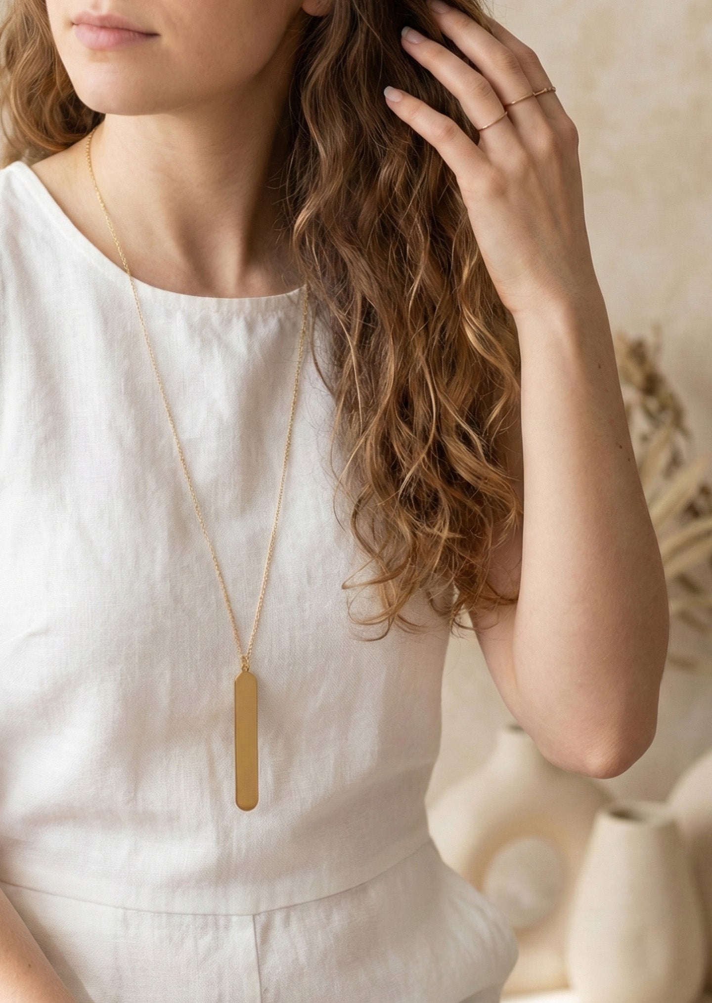 Modern Bar Pendant Long Necklace