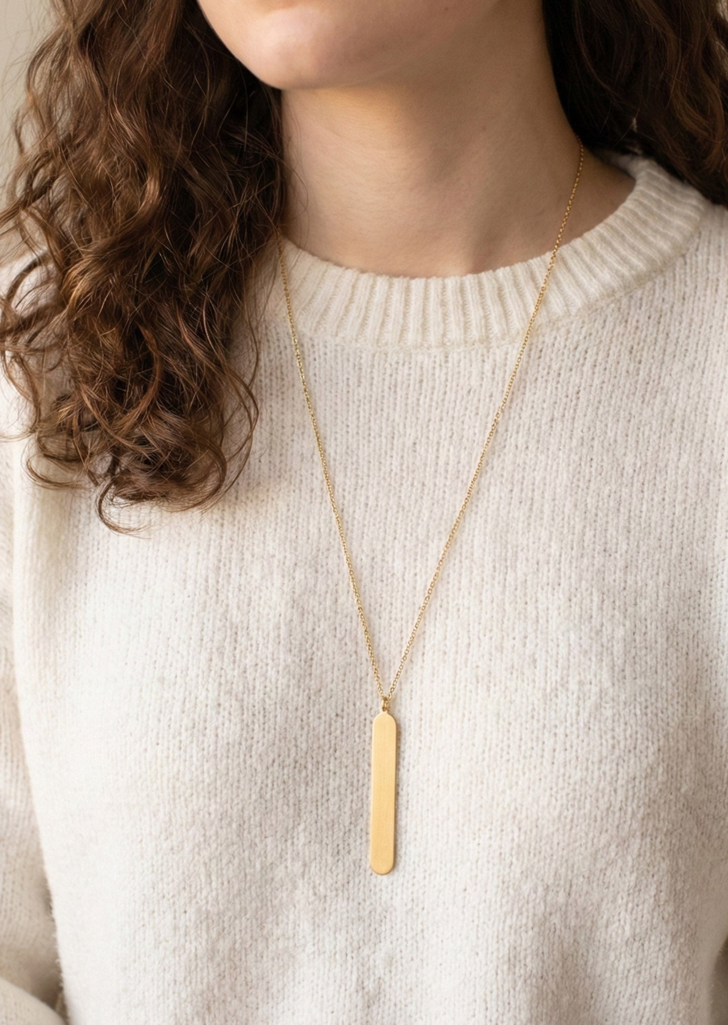 Modern Bar Pendant Long Necklace