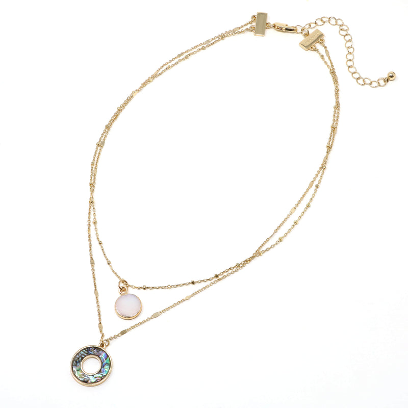 Double Layered Abalone Charm Necklace