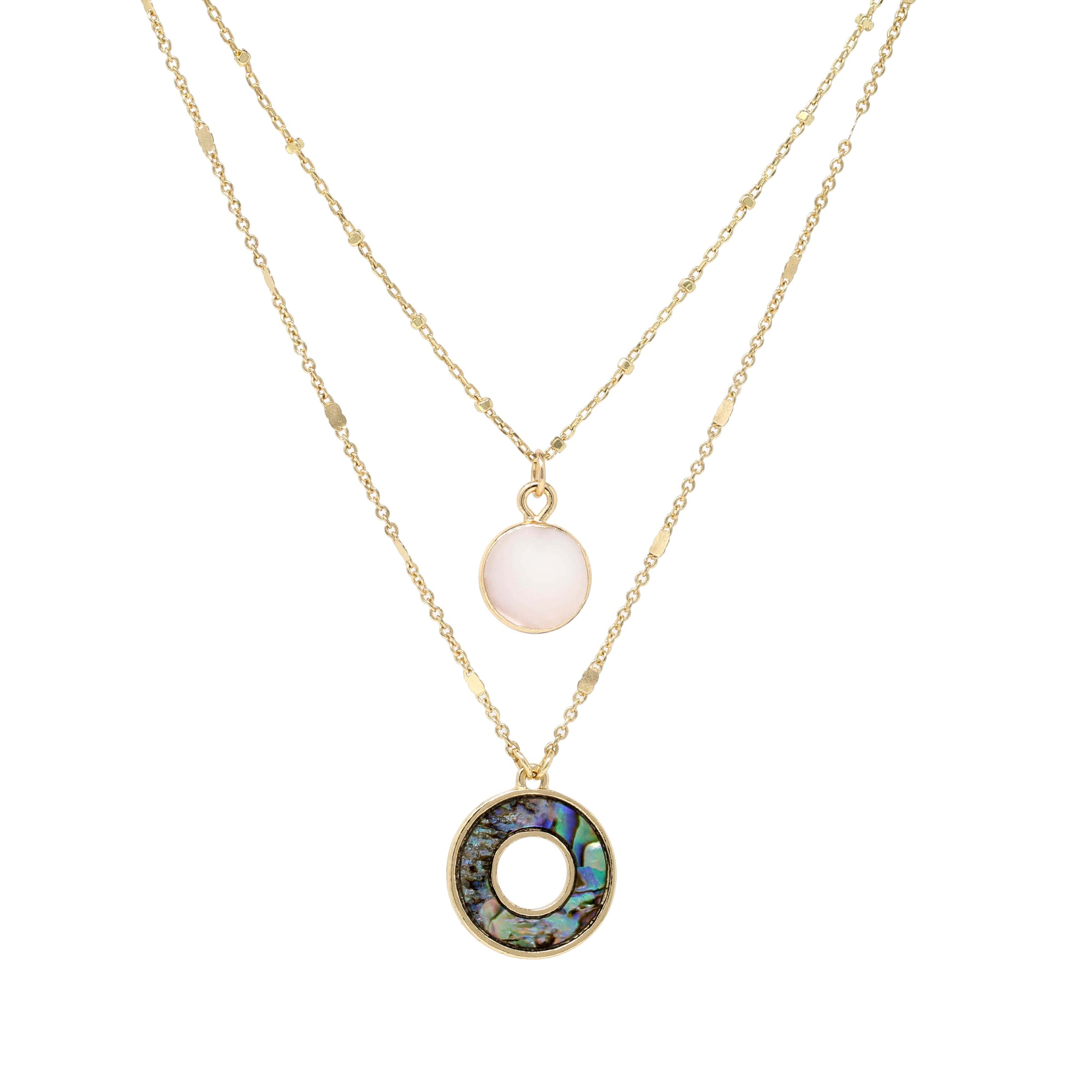 Double Layered Abalone Charm Necklace