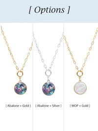 Modern Abalone Short Necklace with Paperclip Chain