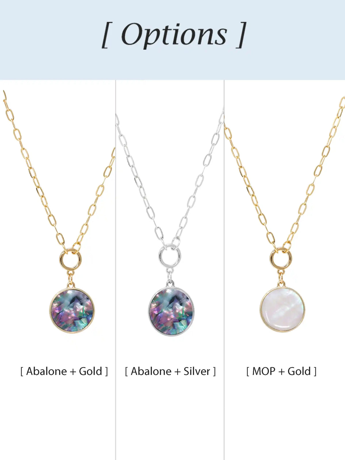 Modern Abalone Short Necklace with Paperclip Chain