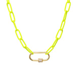 Pave Carabiner Neon Chain Necklace