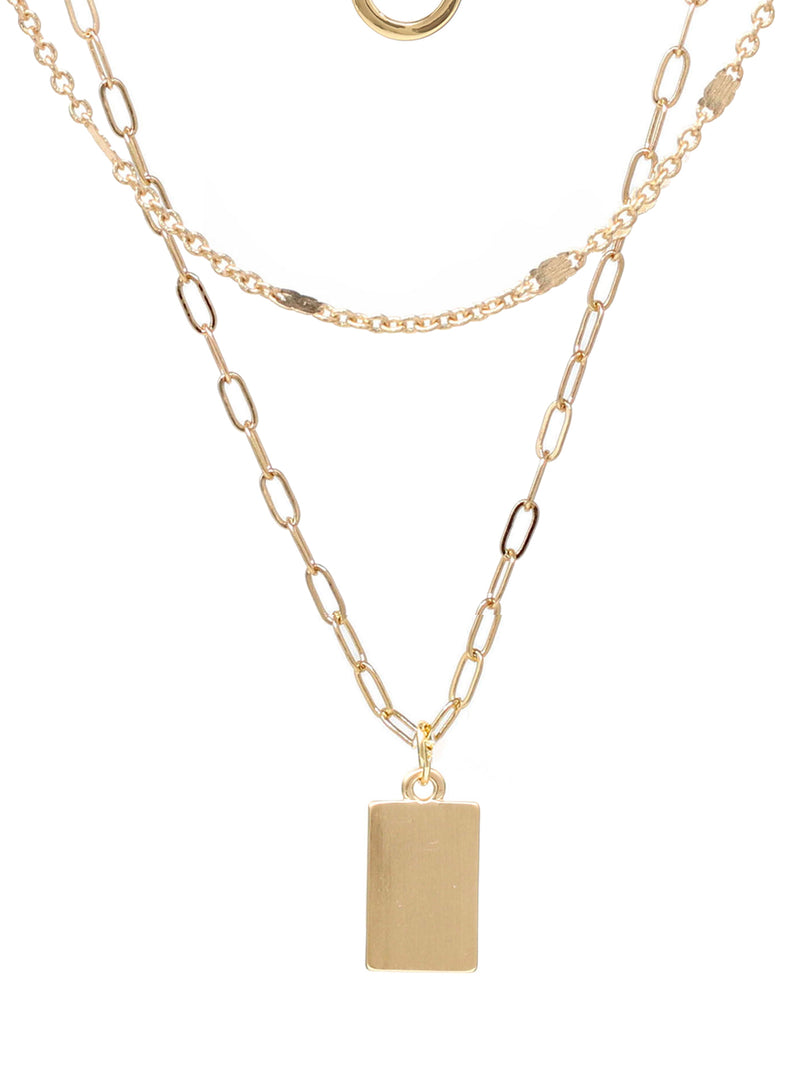 Modern Triple Layered Charm Necklace