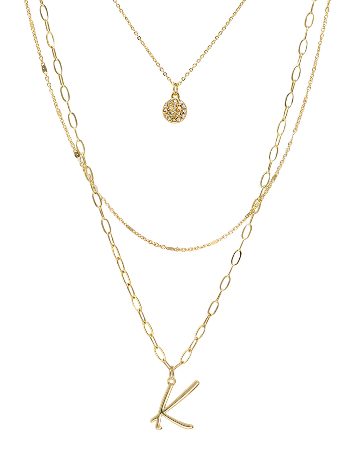 Triple Layered Initial Charm Necklace | Bauble Sky