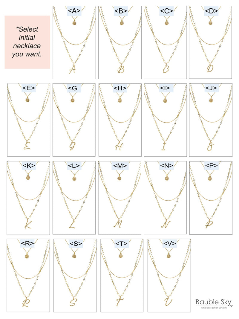 Triple Layered Initial Charm Necklace