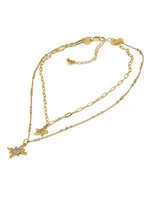 Double Layered Necklace with Star & Sunburst Charms