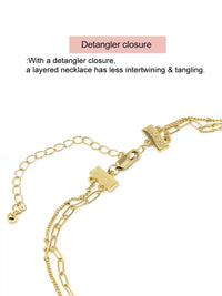 Double Layered Necklace with Pave Disc and lock Charms