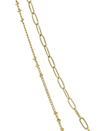 Double Layered Necklace with Pave Disc and lock Charms