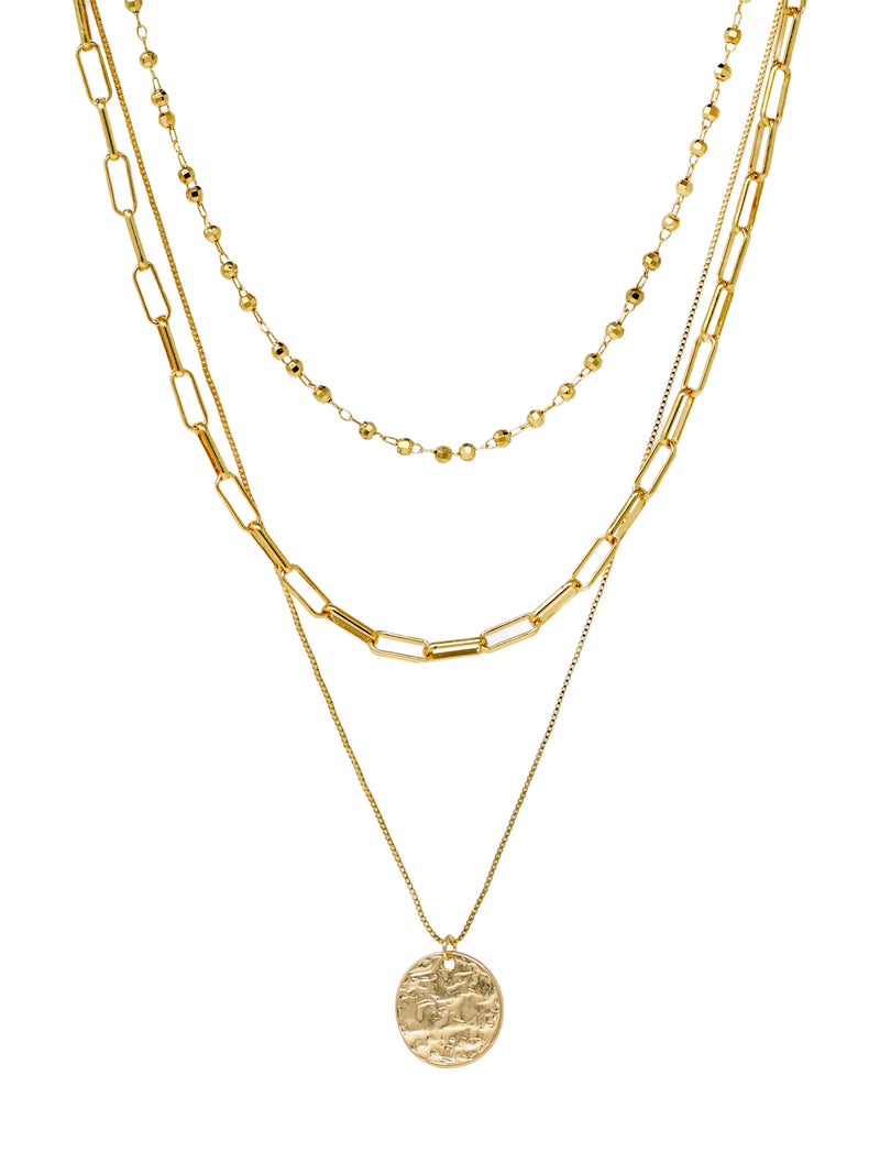 4-Layer Pearl & Gold Charm Necklace