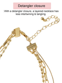 Triple Layered Charm Necklace Set With A Detangler Clasp