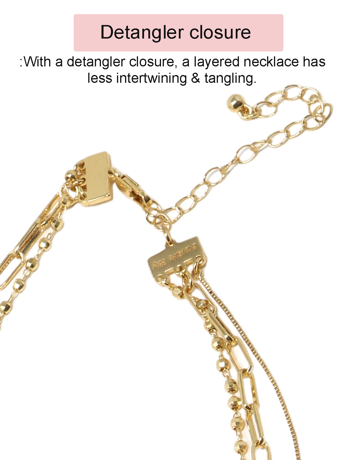 Triple Layered Charm Necklace Set With A Detangler Clasp